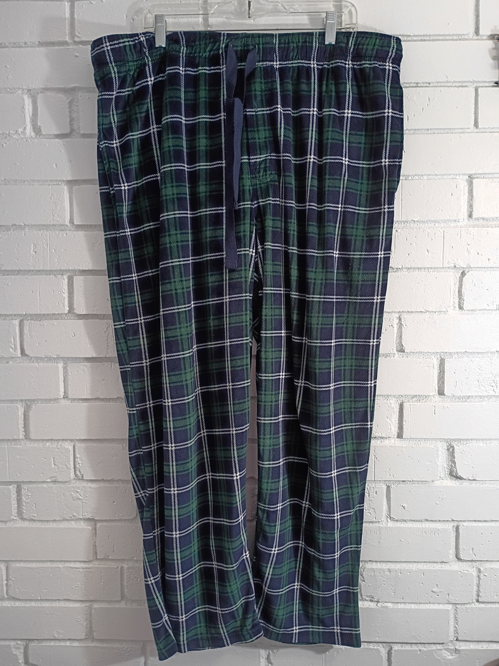 George 2XL Green Navy Plaid Pj Lounge Pants Ultra Plush Drawstring Elastic Waist